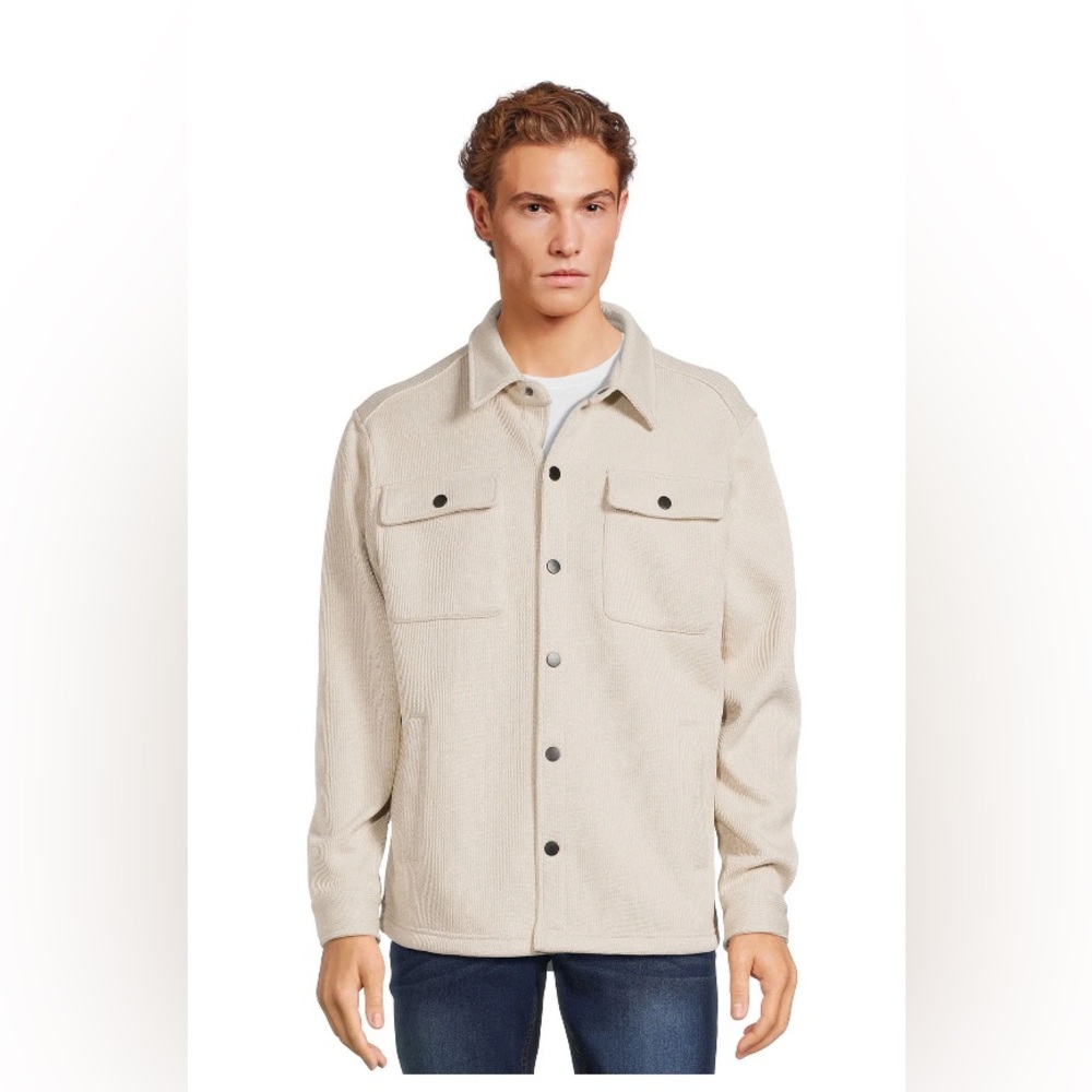 George mens knit fleece shirt jacket with pockets; size: XL(46-48)
